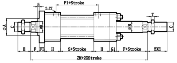 HOD+FA DOUBLE RODS & FRONT FLANGE MOUNTING TYPE