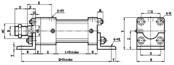 FOBD+LB FRONT & REAR FOOT MOUNTING TYPE HYDRAULIC CYLINDER