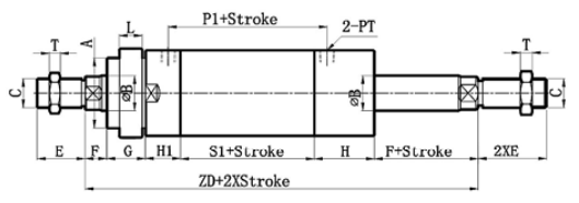 STANDARD ROD TYPE DOUBLE RODS TYPE HYDRAULIC CYLINDER