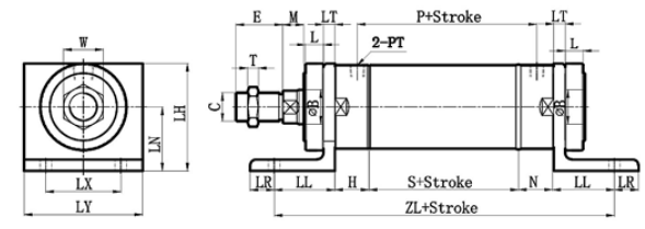 STANDARD ROB + LB TYPE FRONT&REAR FOOT MOUNTING TYPE HYDRAULIC CYLINDER