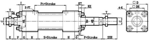 STANDARD DOUBLE ROD TYPE HYDRAULIC OIL CYLINDER