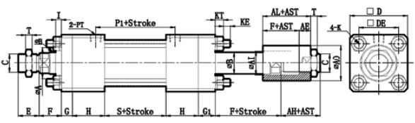 STANDARD GOD+A TYPE DOULBE RODS WITH ADJUSTABLE NUT TYPE HYDRAULIC OIL CYLINDER