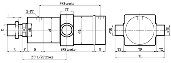 STANDARD ROA+TC MIDDLE TRUNNION MOUNTING TYPE HYDRAULIC CYLINDER