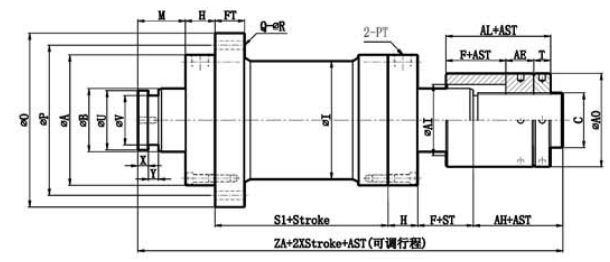 TANDARD HROD TYPE DOUBLE RODS WITH ADJUSTABLE NUT TYPE HYDRAULIC CYLINDER