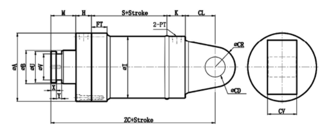 STANDARD HROC TYPE  SINGLE TRUNNION MOUNTING TYPE HYDRAULIC CYLINDER